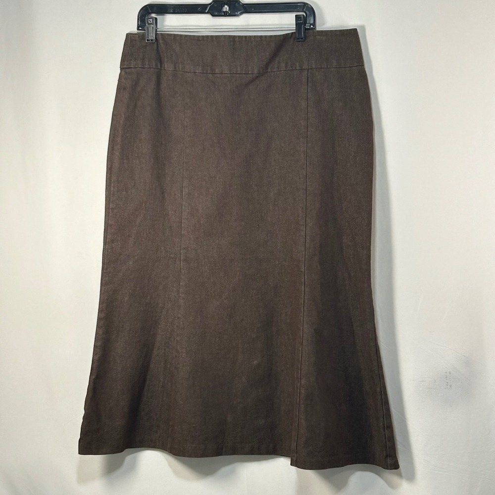 NYC Clothing Co. Brown Midi Skirt A Line Flare Button Back Women's Size 16